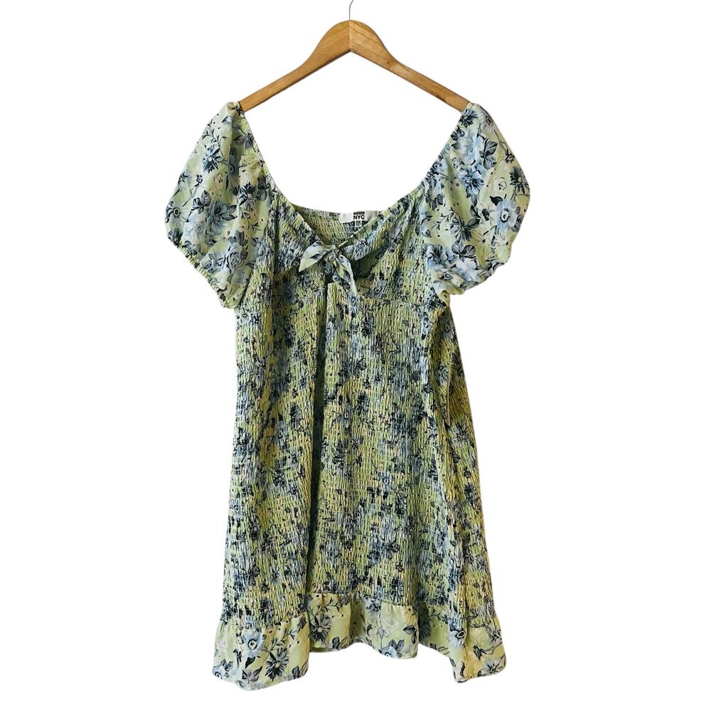 Madden NYC Multicolor Floral Smocked Tie Front Dress Size XXXL NWT